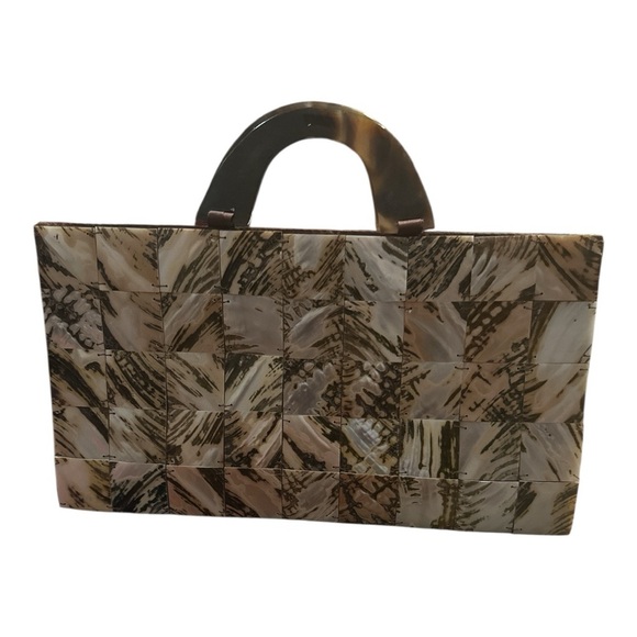 TICO Collection Shell Tile Handbag | Brown Tortoiseshell Look | Vintage Style - Picture 1 of 7